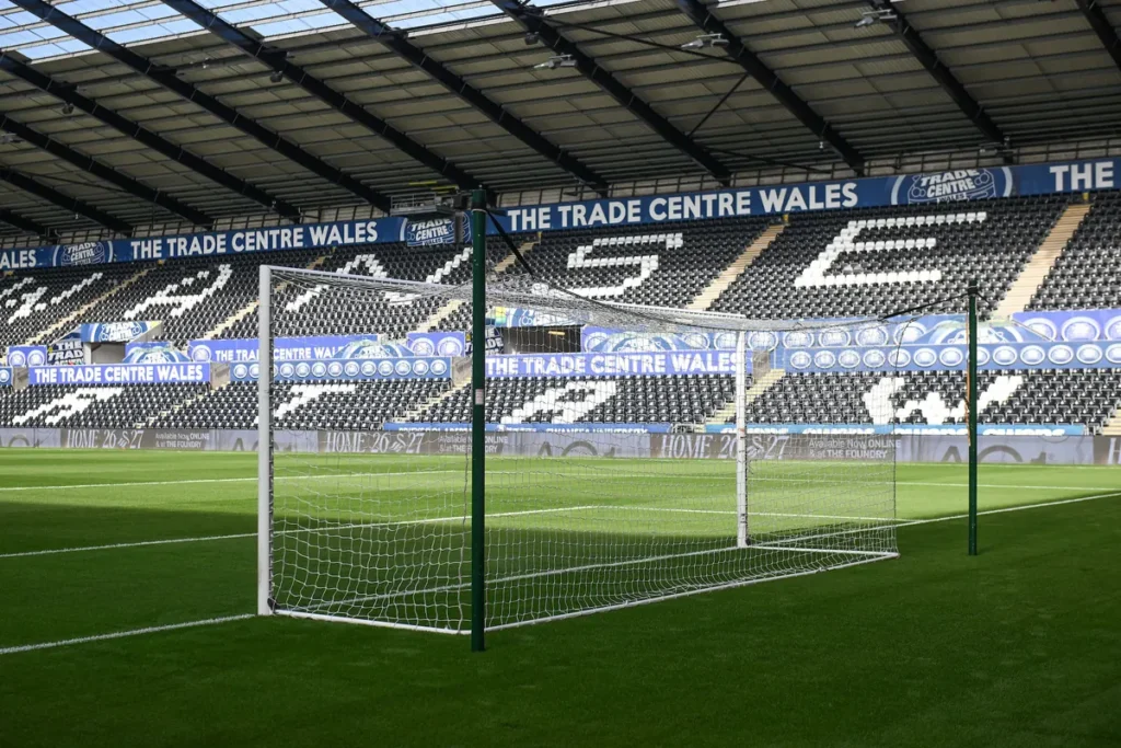 Goalmouth and stands at Swansea.com Stadium
