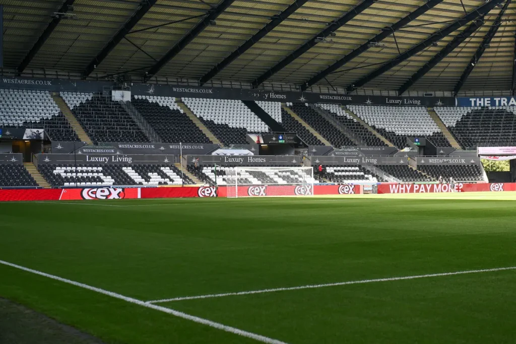 Swansea.com Stadium stand with SWANS lettering